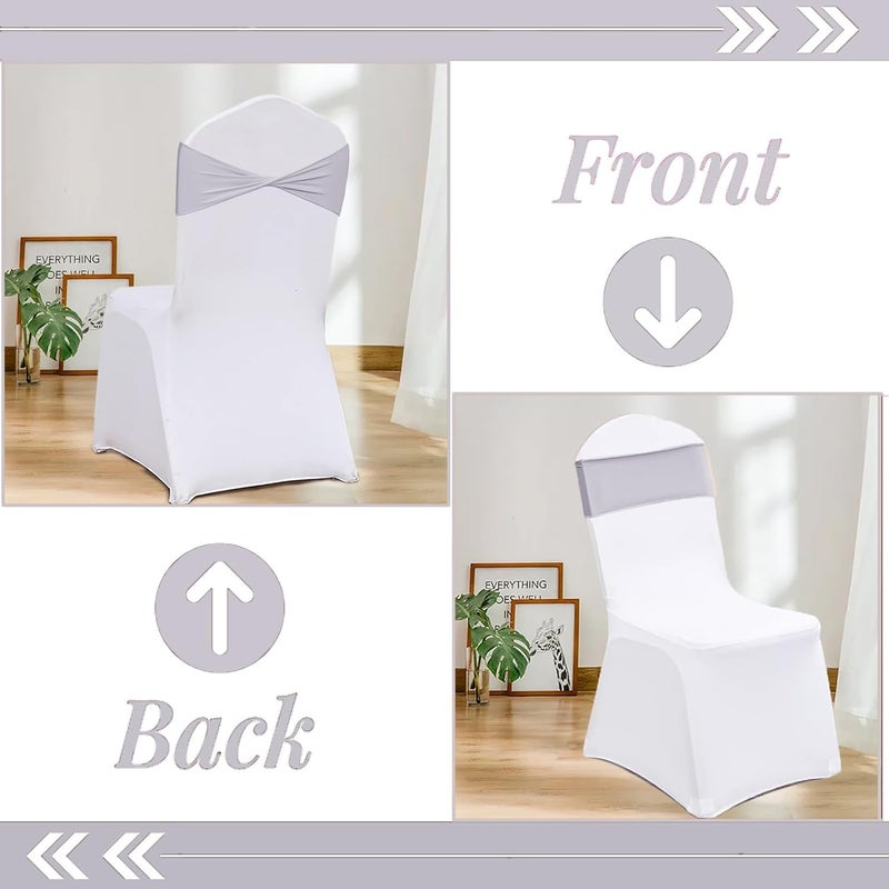 Fbewom Grey Chair Sashes Bows 50 Pcs Spandex Chair Bands Ties Without Buckle Decorations for Wedding Birthday Party Events Ceremony - Image 4